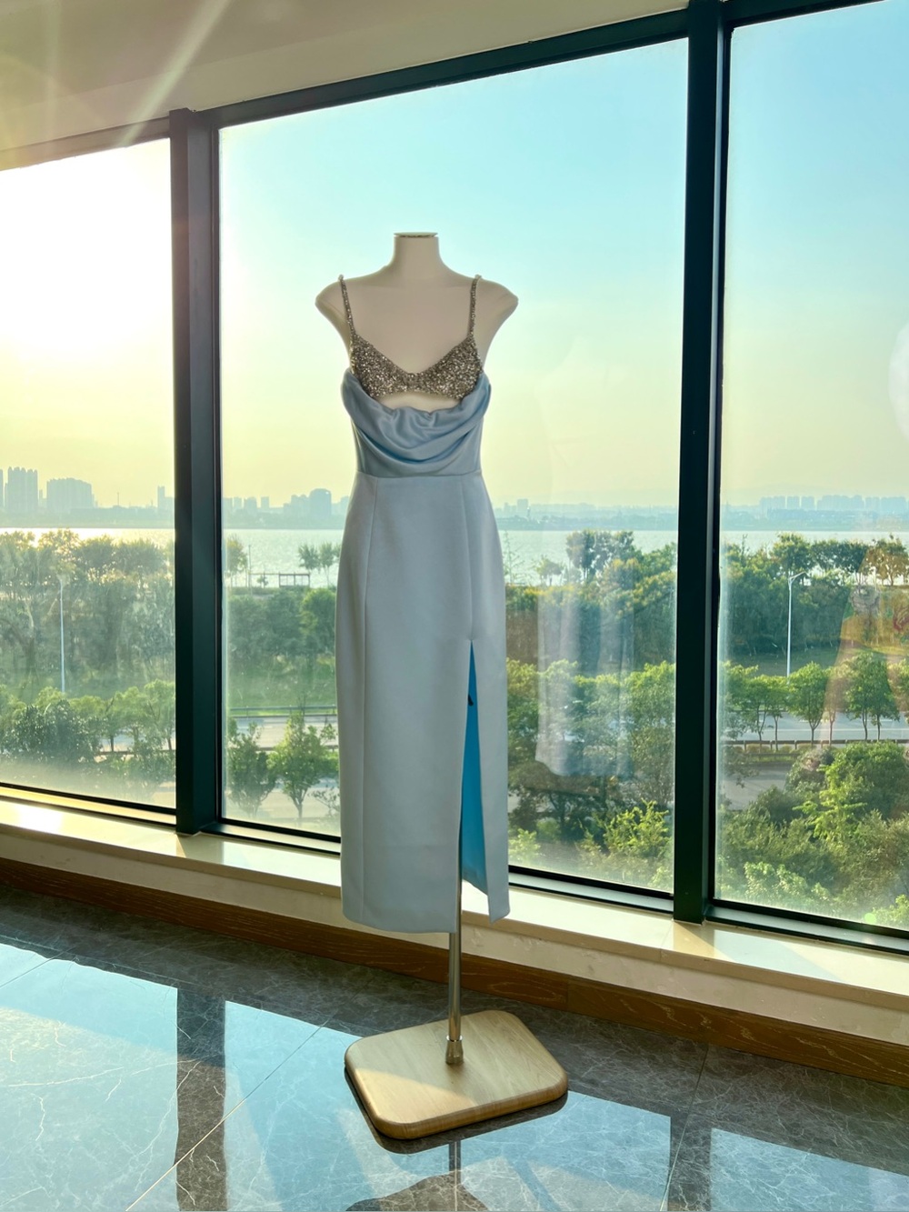 Rachel Gilbert Celestia Icy-Blue Crystal Bralette Midi Dress AU8/US4 NWOT